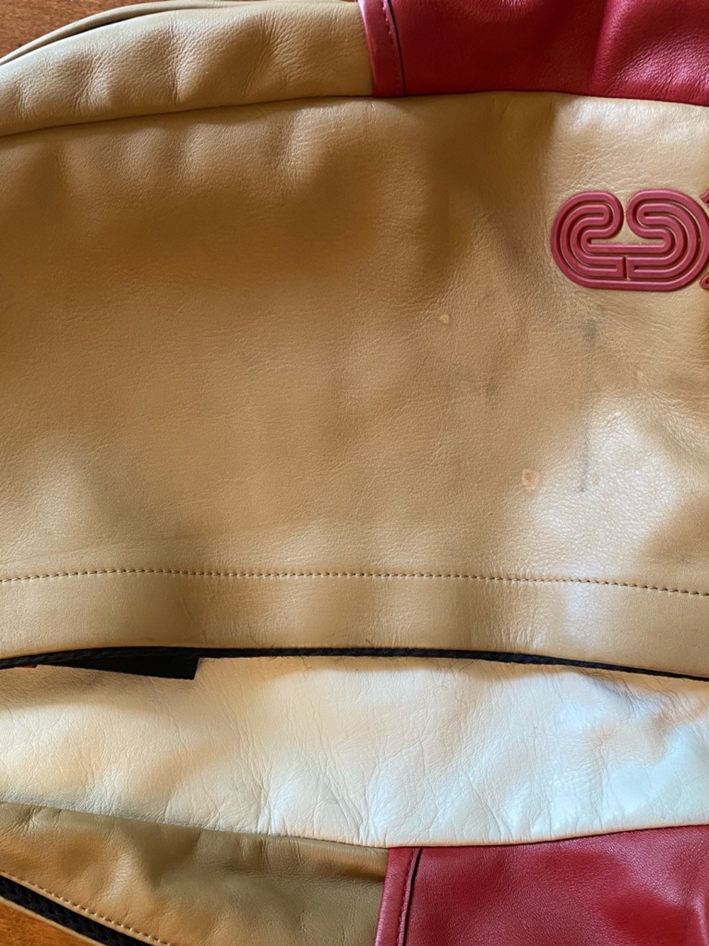 Coach Men’s Tan, Red & White Leather Backpack - Picture 9 of 11